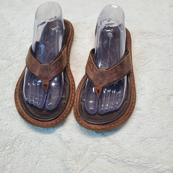 Teva Brown Leather Bohemian Beachy Summer Outdoor Casual Flip Flop Sandals Men 8 - Picture 1 of 11